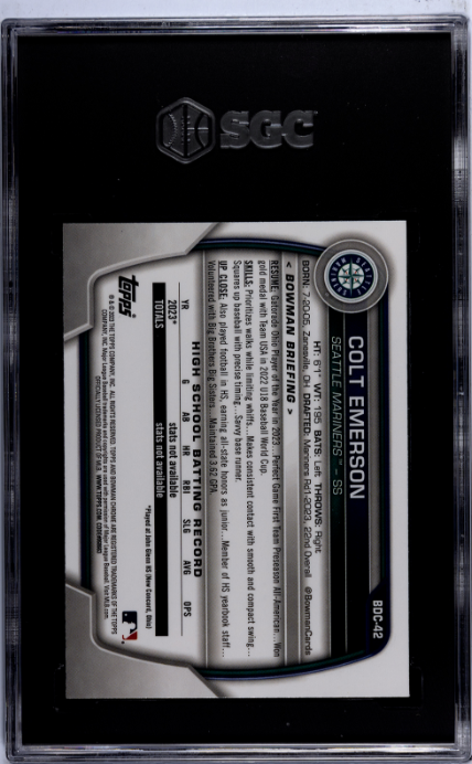 2023 Bowman Draft #BDC-42 Colt Emerson Chrome SGC 9.5