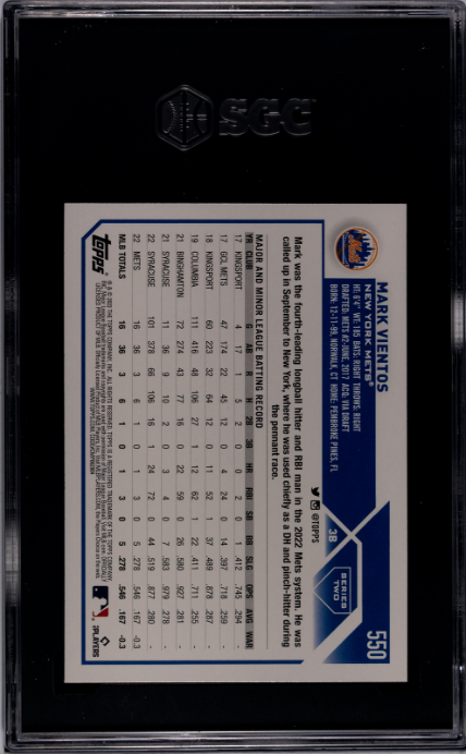 2023 Topps #550 Mark Vientos Gold Rainbow Foil RC SGC 10