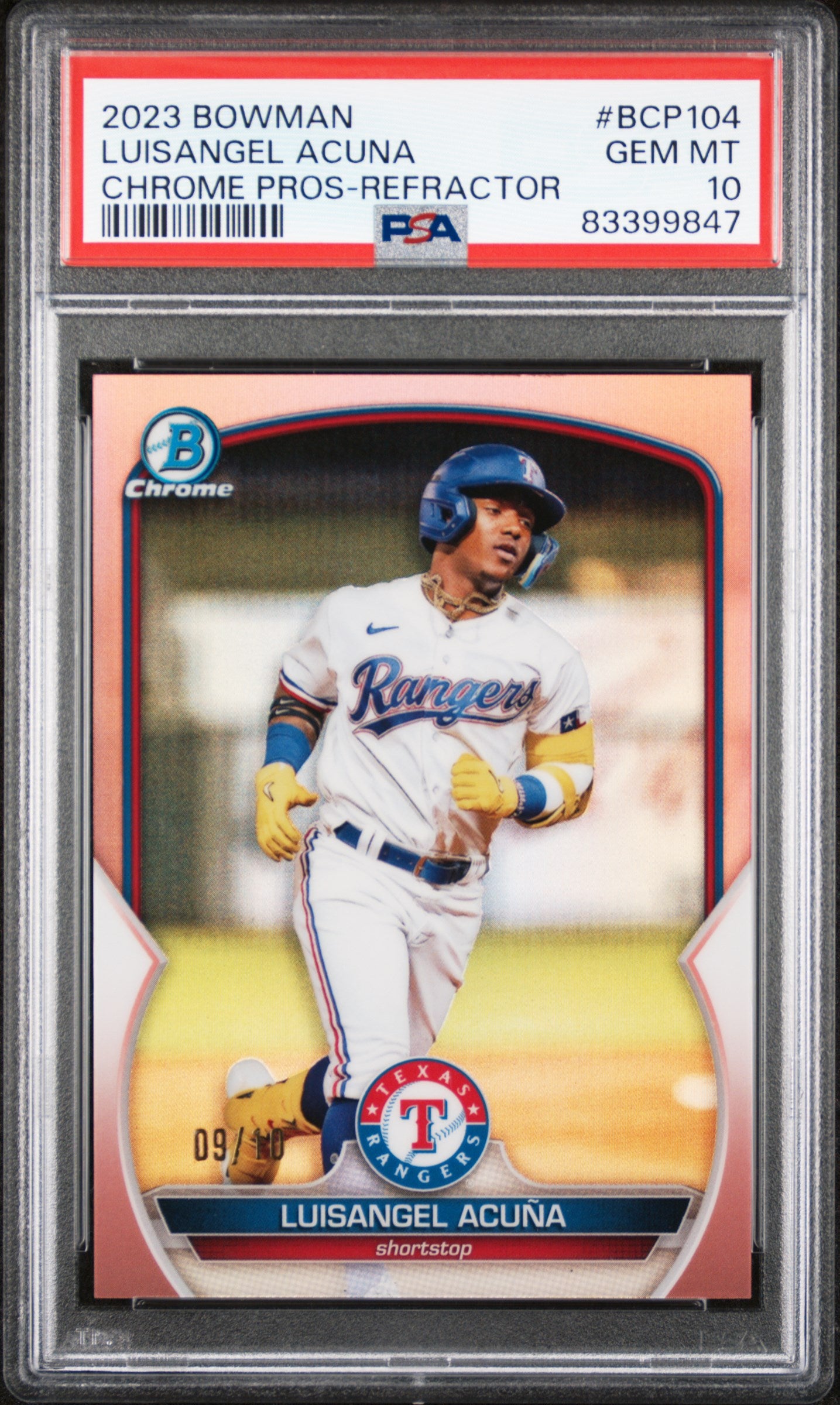 2023 Bowman Chrome Prospects #BCP104 Luisangel Acuna Refractor PSA 10 09/10
