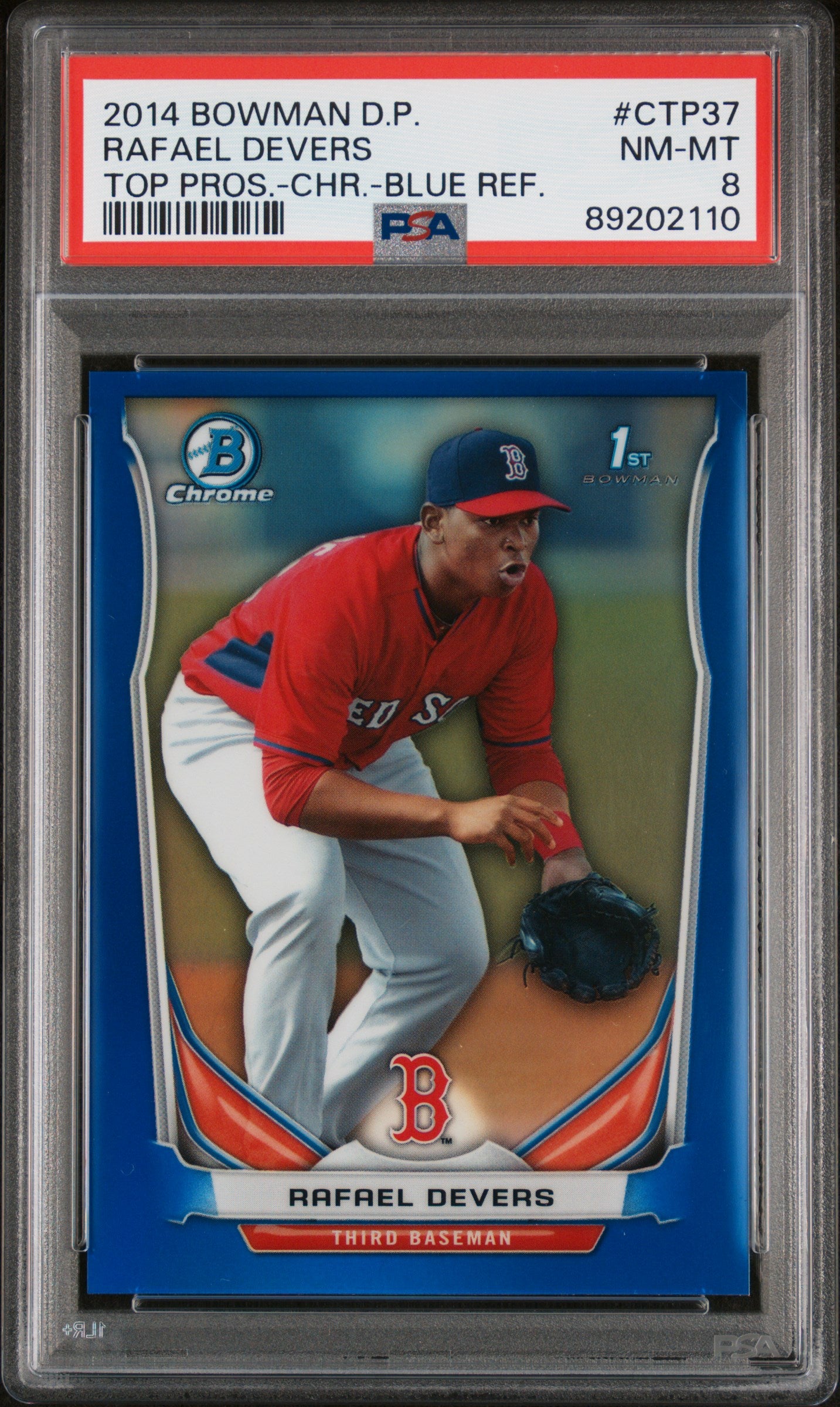 2014 Bowman Draft Picks Top Prospects #CTP37 Rafael Devers Chrome Blue Ref. PSA 8
