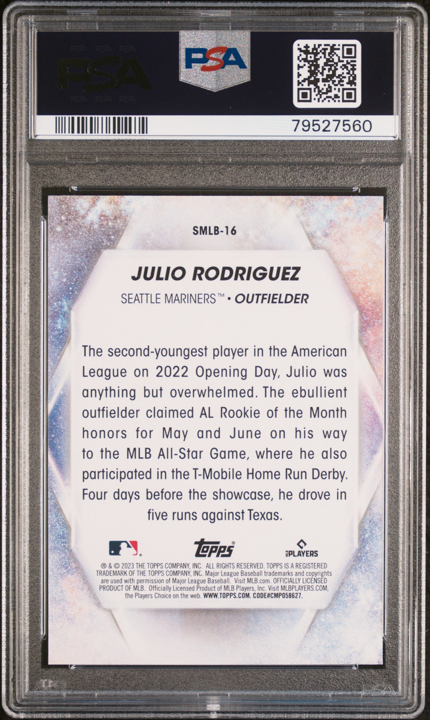 2023 Topps Stars Of MLB #SMLB16 Julio Rodriguez PSA 10
