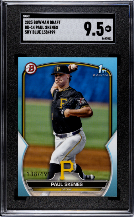 2023 Bowman Draft #BD-14 Paul Skenes Sky Blue SGC 9.5 138/499