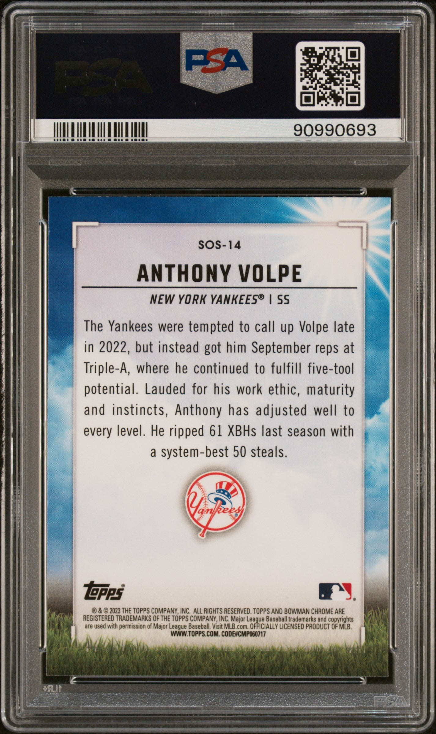 2023 Bowman Sights On September #SOS14 Anthony Volpe PSA 10