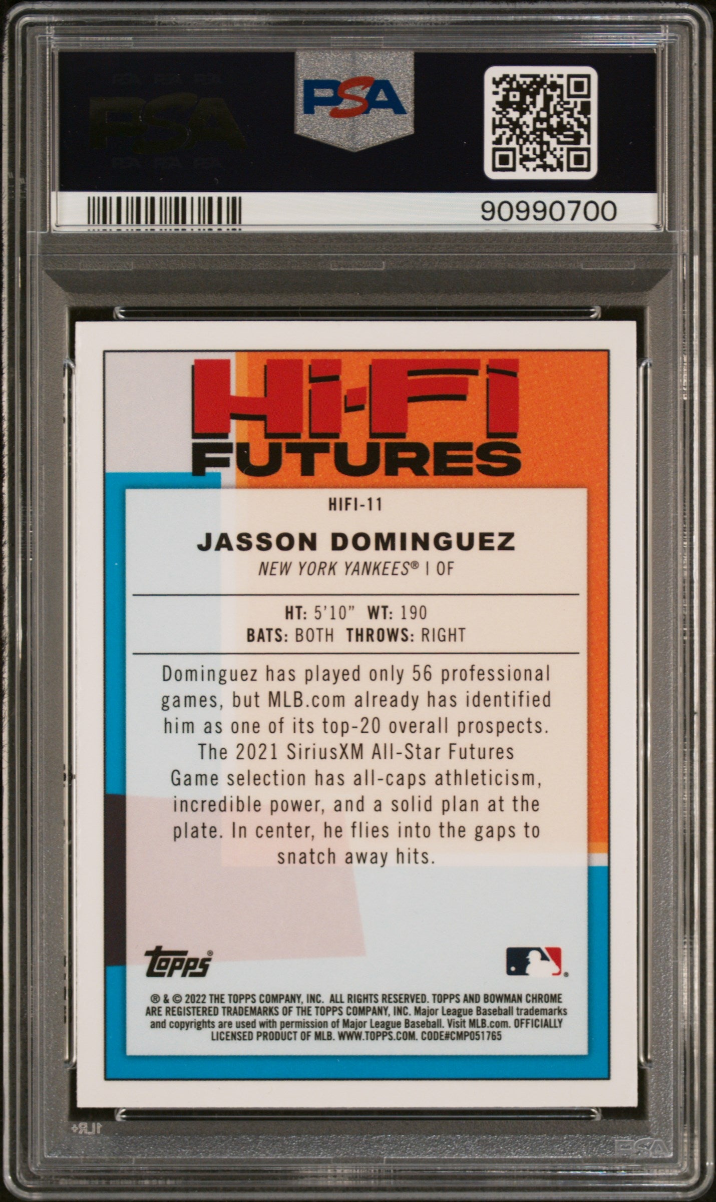 2022 Bowman Chrome Hi-Fi Futures #HIFI11 Jasson Dominguez PSA 9