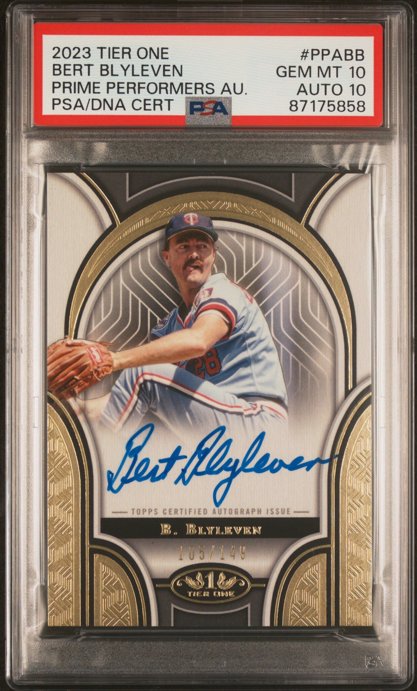 2023 Topps Tier One Prime Performers Autographs #PPABB Bert Blyleven 105/149 PSA 10-10