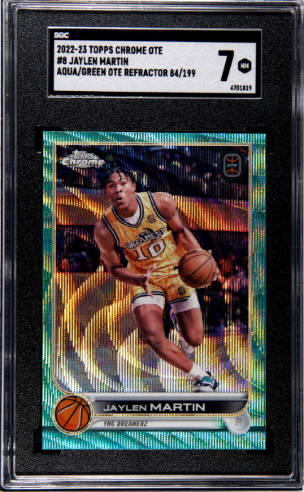 2022-23 Topps Chrome Overtime Elite #8 Jaylen Martin 084/199 Aqua/Green Refractor SGC 7