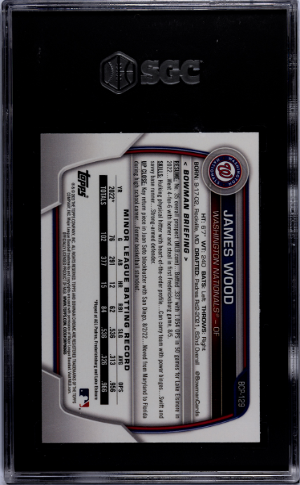 2023 Bowman Chrome Prospect #BCP-129 James Wood SGC 9.5