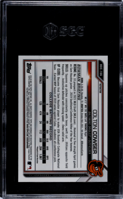 2021 Bowman Chrome Draft #BDC-166 Colton Cowser Refractor SGC 8.5
