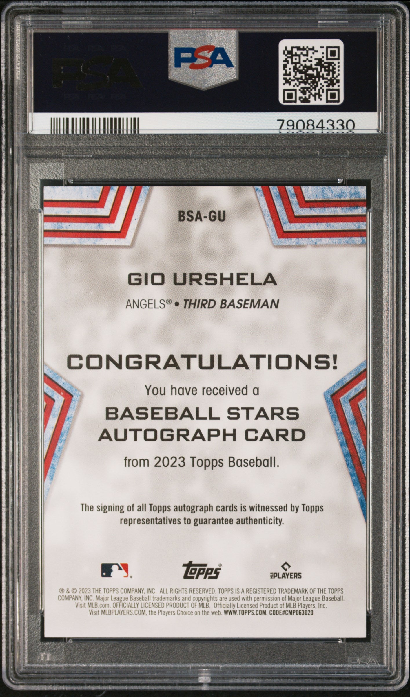 2023 Topps Baseball Stars Autographs #BSAGU Gio Urshela 08/50 Gold PSA 9