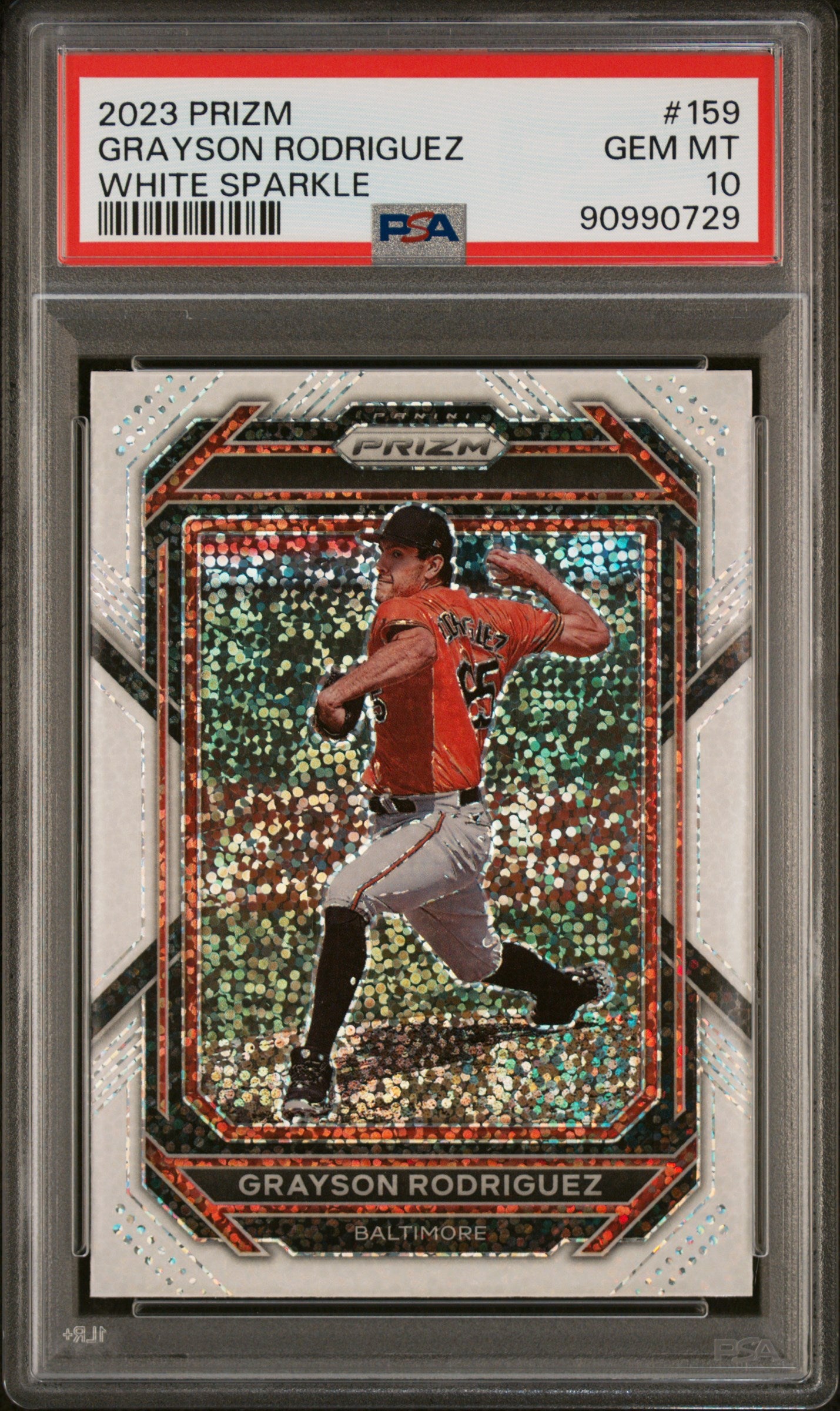2023 Panini Prizm #159 Grayson Rodriguez White Sparkle PSA 10