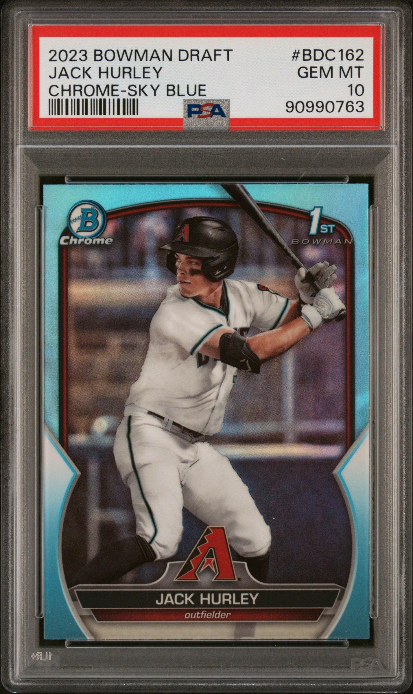 2023 Bowman Draft Chrome #BDC162 Jack Hurley Sky Blue Refractor PSA 10