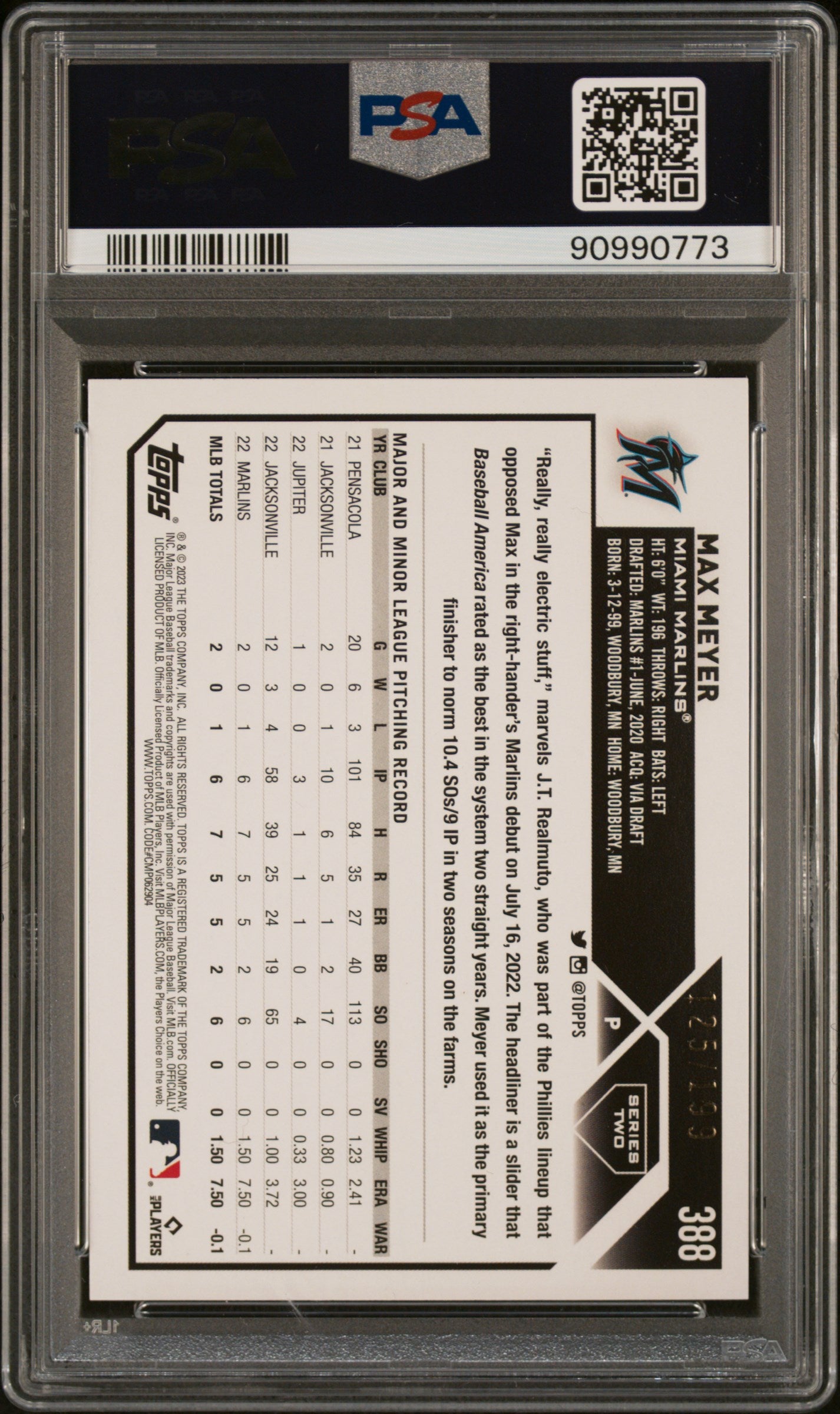 2023 Topps #388 Max Meyer 125/199 RC Red Foil PSA 9