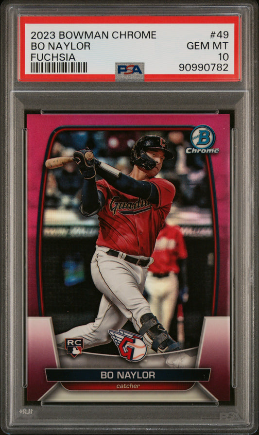 2023 Bowman Chrome #49 Bo Naylor 044/299 RC Fuchsia Refractor PSA 10