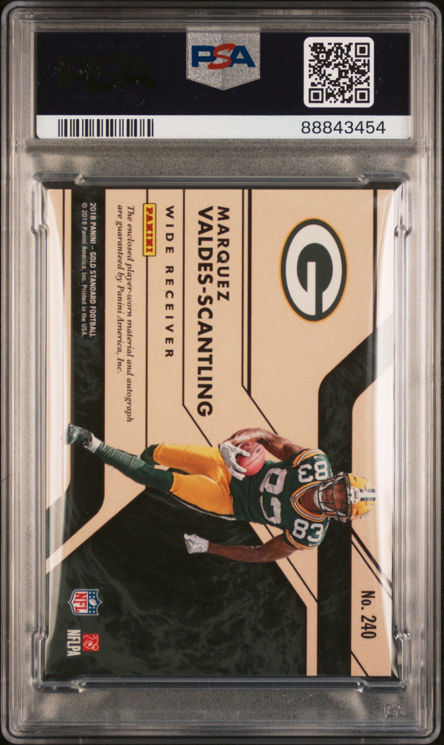 2018 Panini Gold Standard Autograph #240 M.Valdes-Scantling 17/25 Prime RP PSA 7