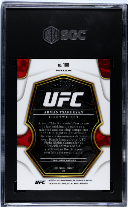 2023 Panini Select UFC #188 Arman Tsarukyan 143/149 Maroon Prizm SGC 10