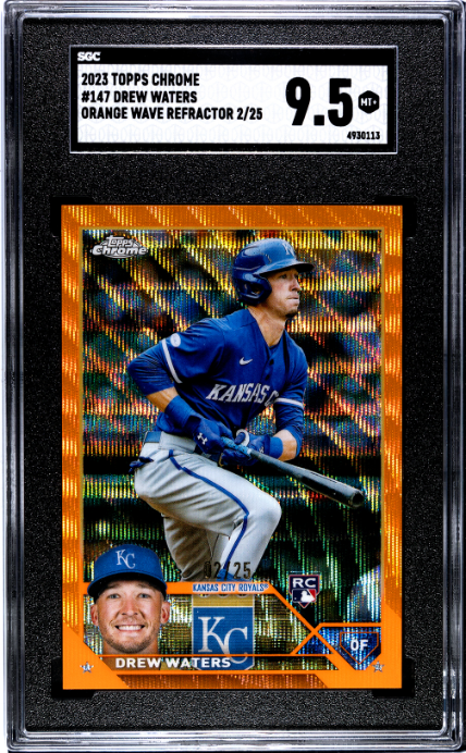 2023 Topps Chrome #147 Drew Waters 02/25 RC Orange Wave Refractor SGC 9.5