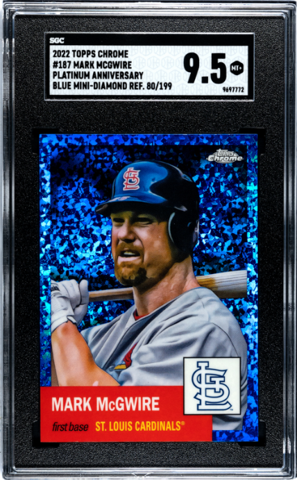2022 Topps Chrome Platinum Anniversary #187 Mark Mcgwire 080/199 Blue Mini-Diamond Refractor SGC 9.5