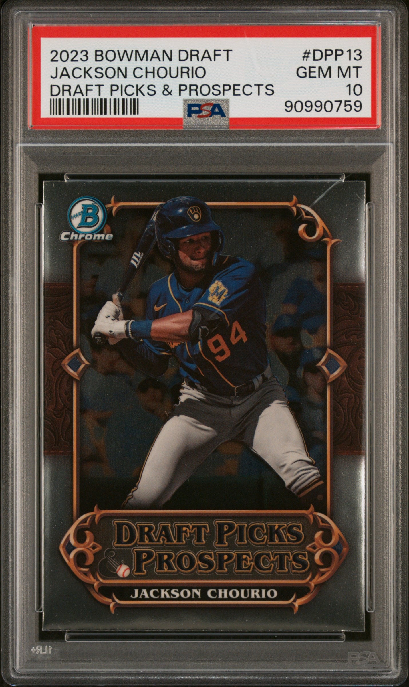 2023 Bowman Draft Picks & Prospects #DPP13 Jackson Chourio PSA 10