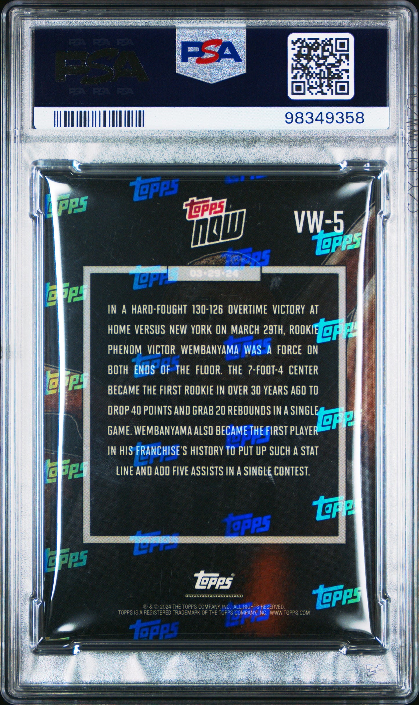 (2)2023 Topps Now #VW5 Victor Wembanyama PSA 10