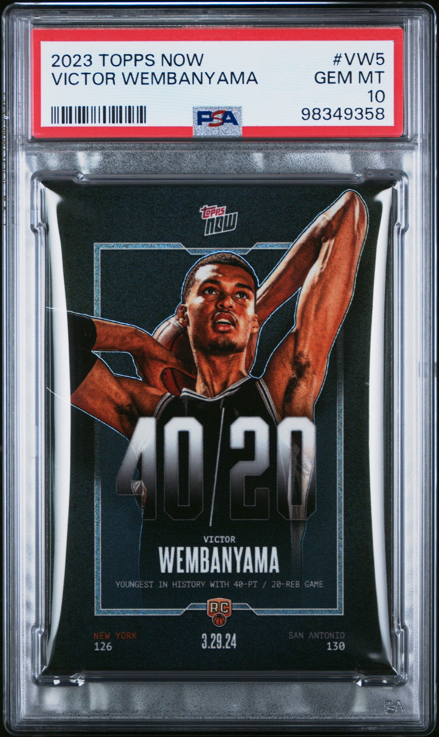 (2)2023 Topps Now #VW5 Victor Wembanyama PSA 10
