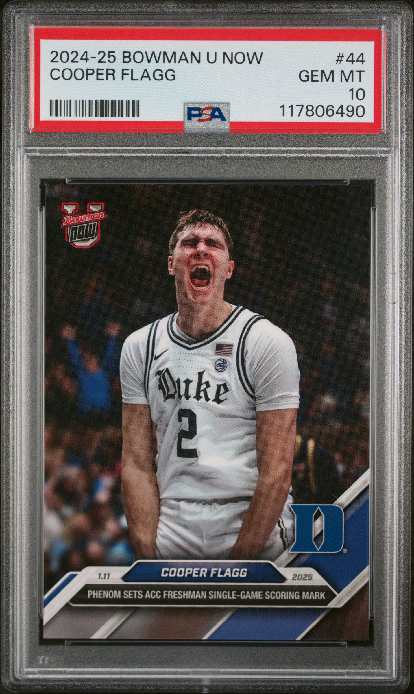(1)2024-25 Bowman U Now #44 Cooper Flagg PSA 10