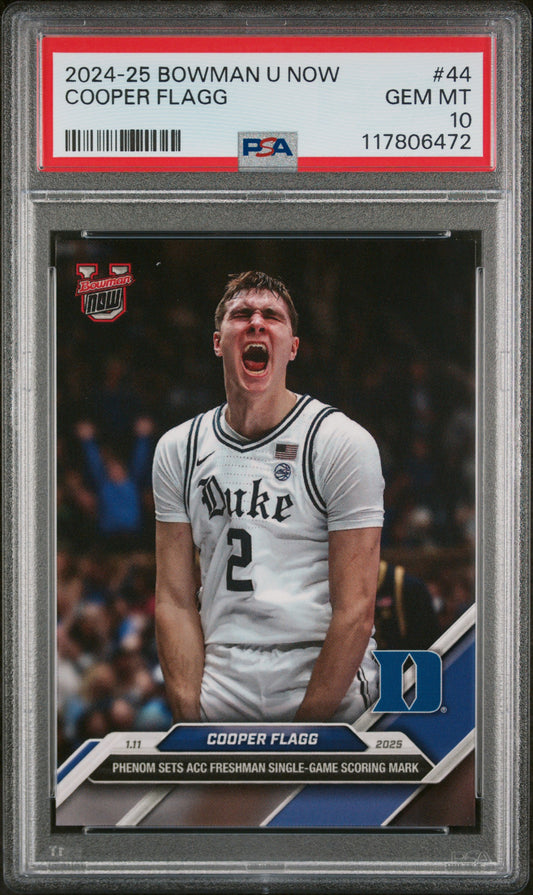 (5)2024-25 Bowman U Now #44 Cooper Flagg PSA 10