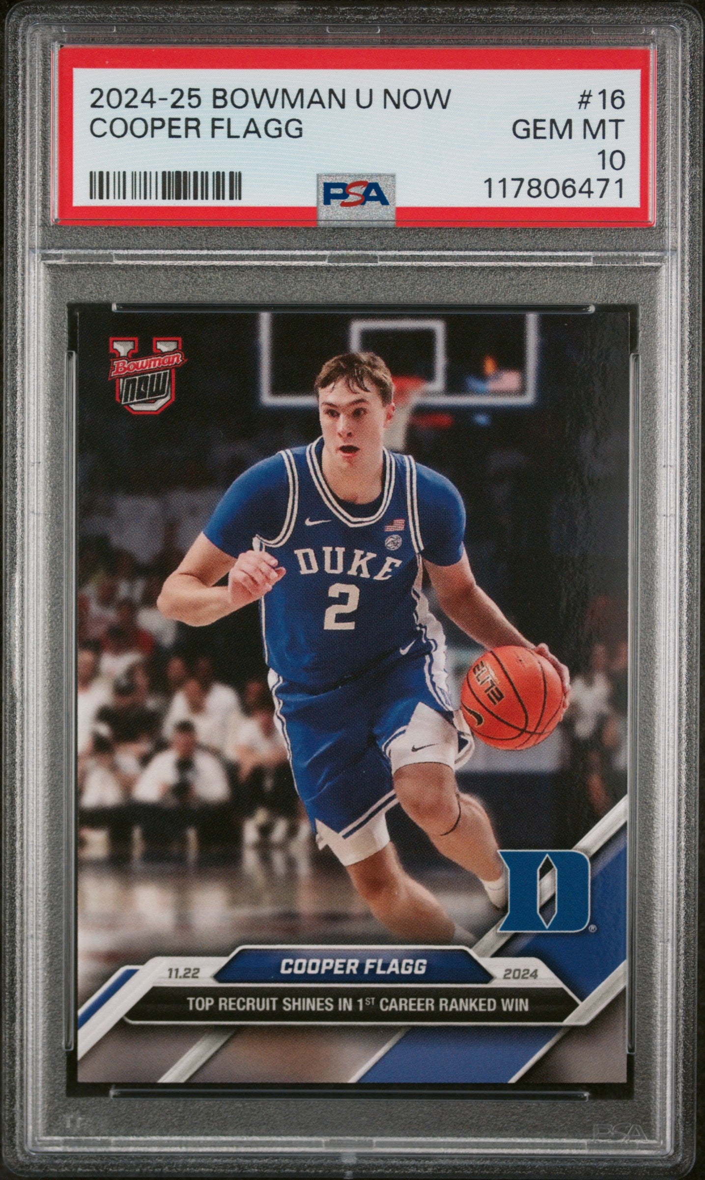 (1)2024-25 Bowman U Now #16 Cooper Flagg PSA 10