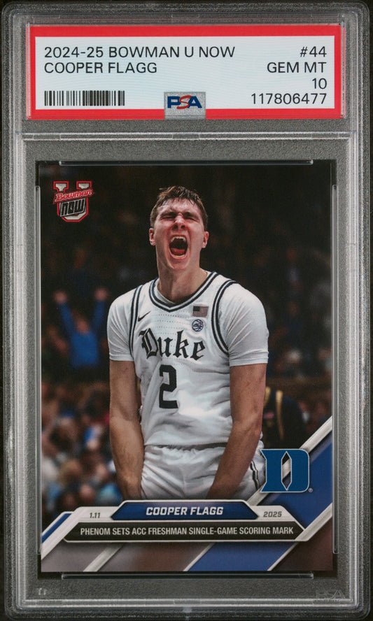 (7)2024-25 Bowman U Now #44 Cooper Flagg PSA 10