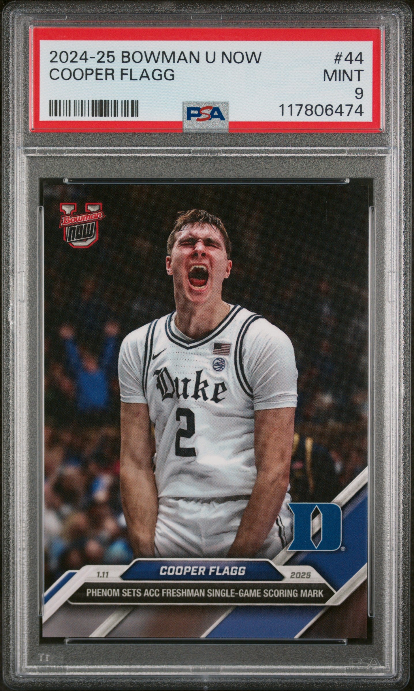 (2)2024-25 Bowman U Now #44 Cooper Flagg PSA 9