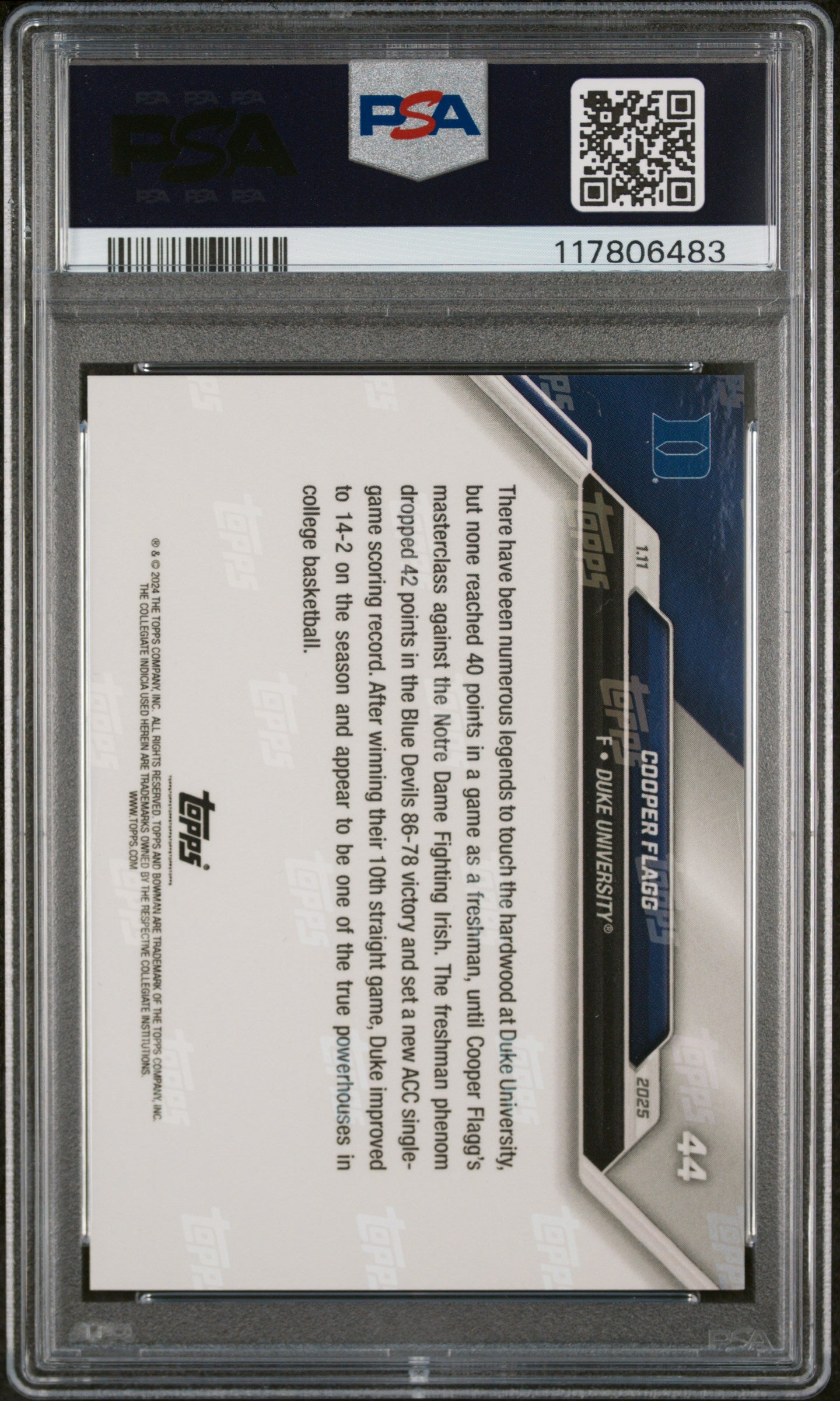 (3)2024-25 Bowman U Now #44 Cooper Flagg PSA 9