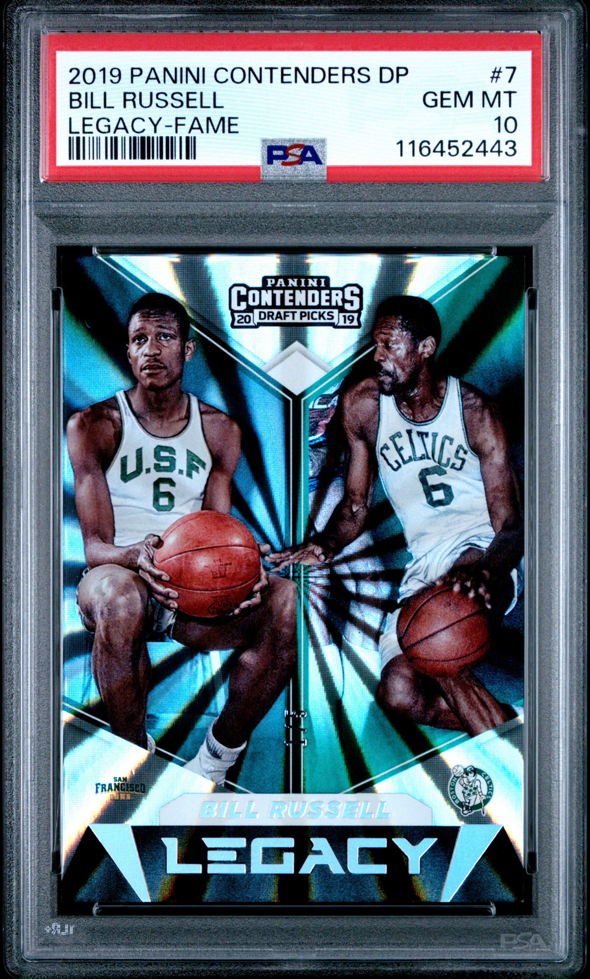 2019 Panini Contenders Draft Picks Legacy #7 Bill Russell Legacy-Fame 1/5 PSA 10