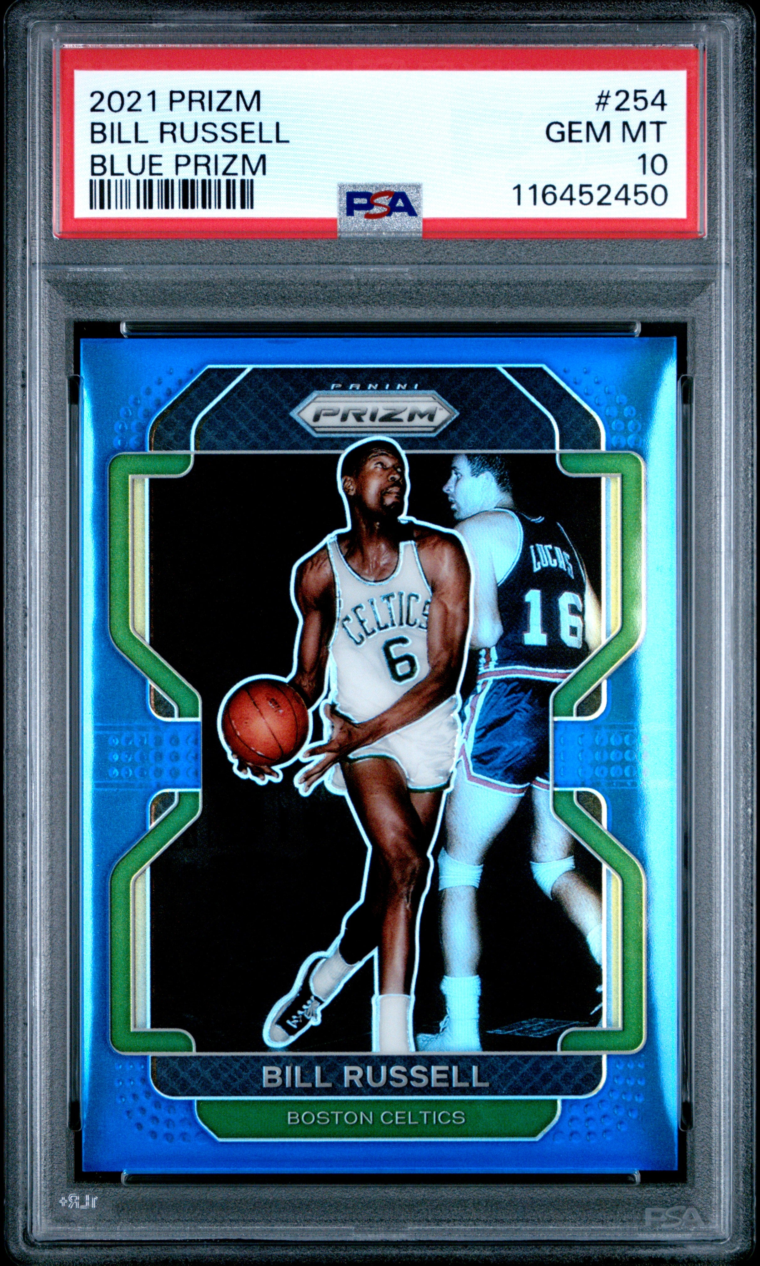 2021 Panini Prizm #254 Bill Russell 117/199 Blue Prizm PSA 10