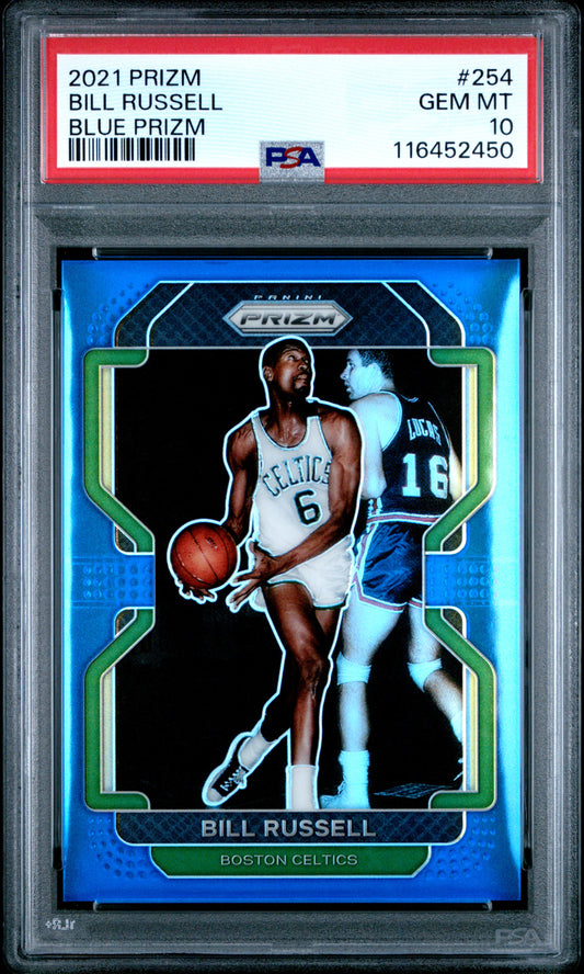 2021 Panini Prizm #254 Bill Russell 117/199 Blue Prizm PSA 10