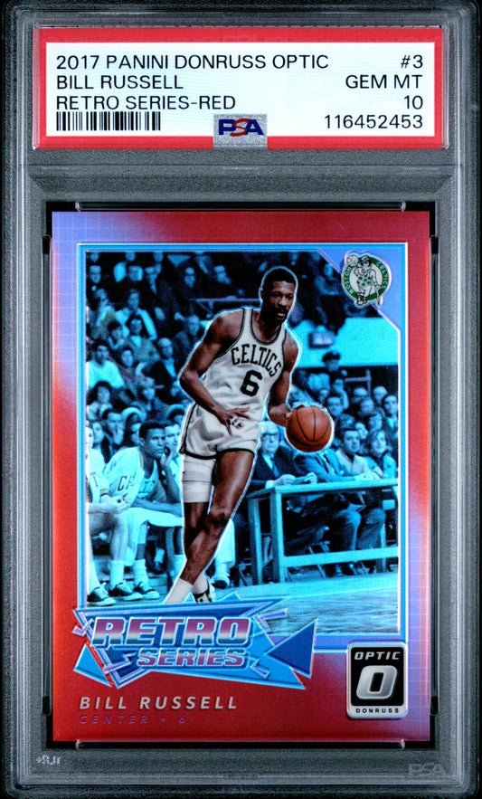 2017 Panini Donruss Optic #3 Bill Russell 18/99 Retro Series-Red PSA 10