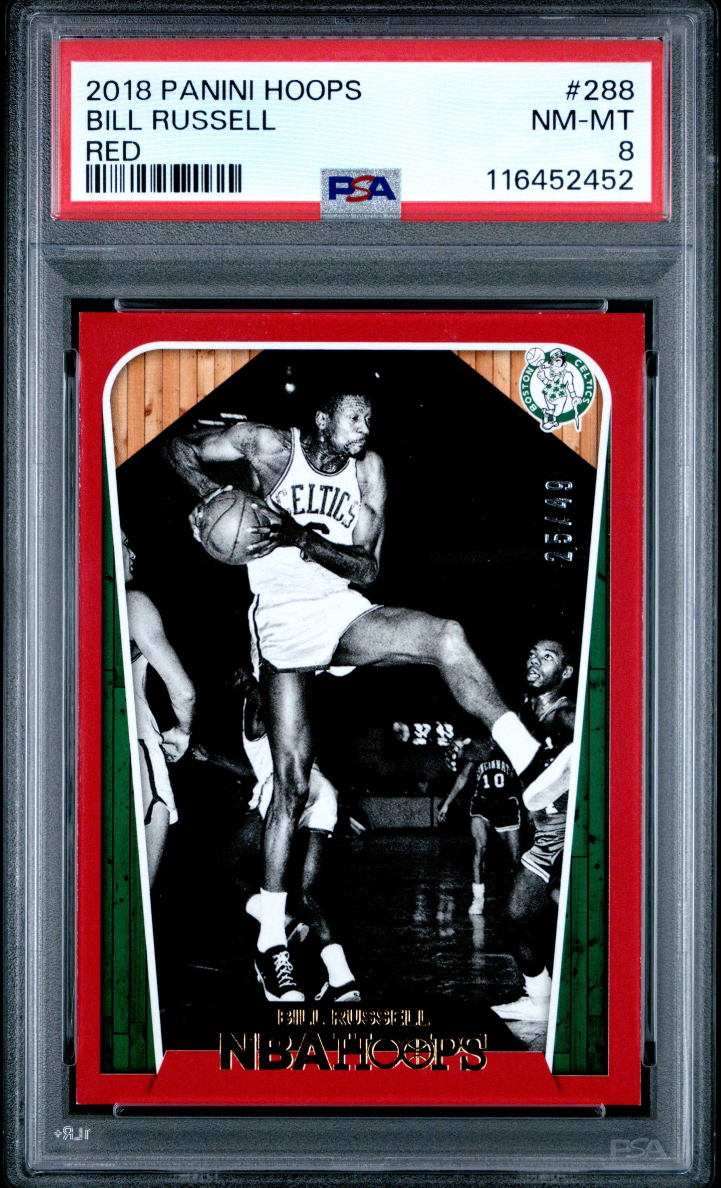 2018 Panini Hoops #288 Bill Russell 25/49 Red PSA 8