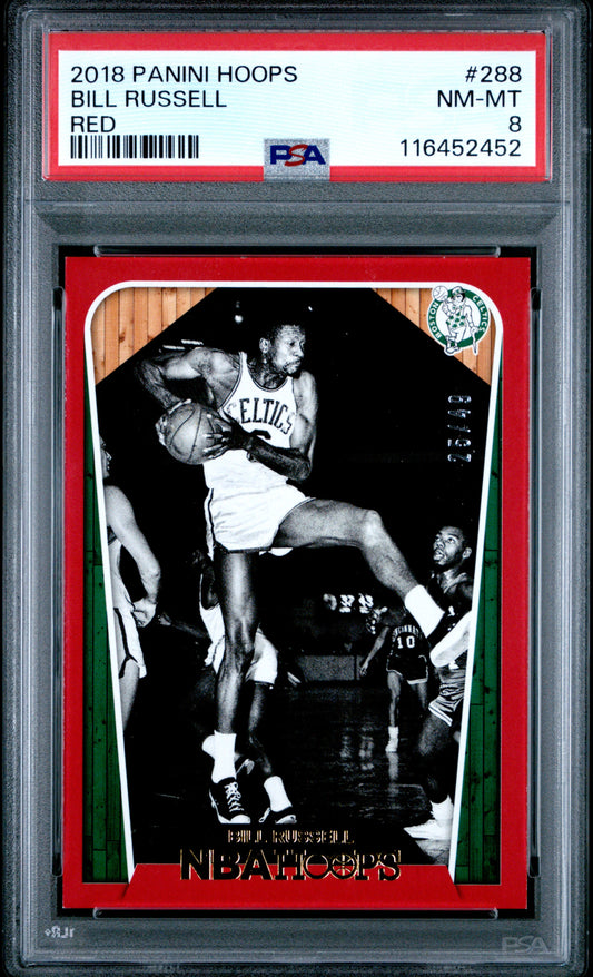 2018 Panini Hoops #288 Bill Russell 25/49 Red PSA 8