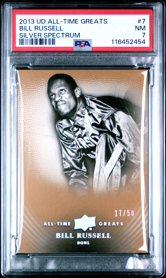 2013 Upper Deck All-Time Greats #7 Bill Russell 17/50 Silver Spectrum PSA 7