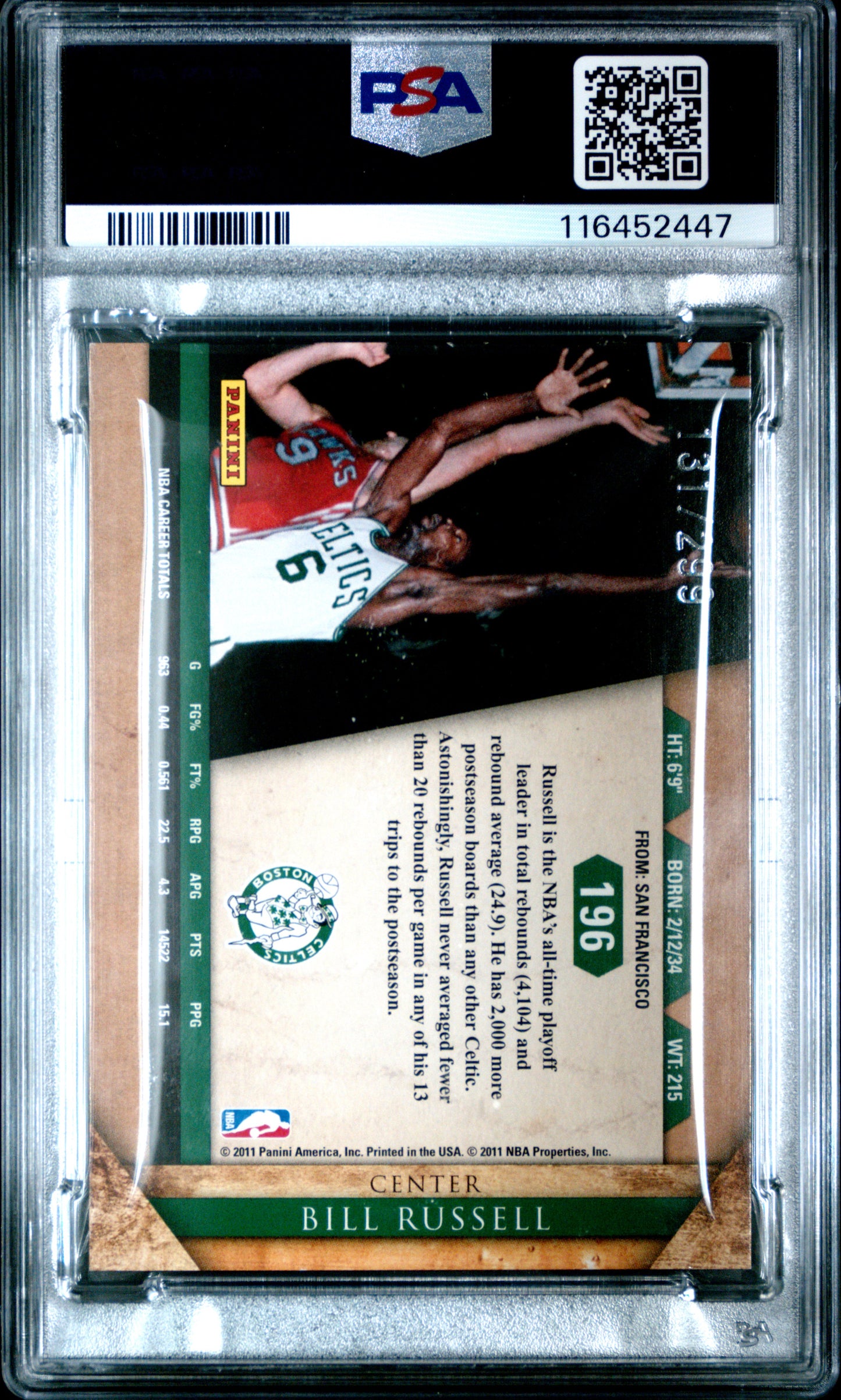 2010 Panini Gold Standard #196 Bill Russell 131/299 PSA 7
