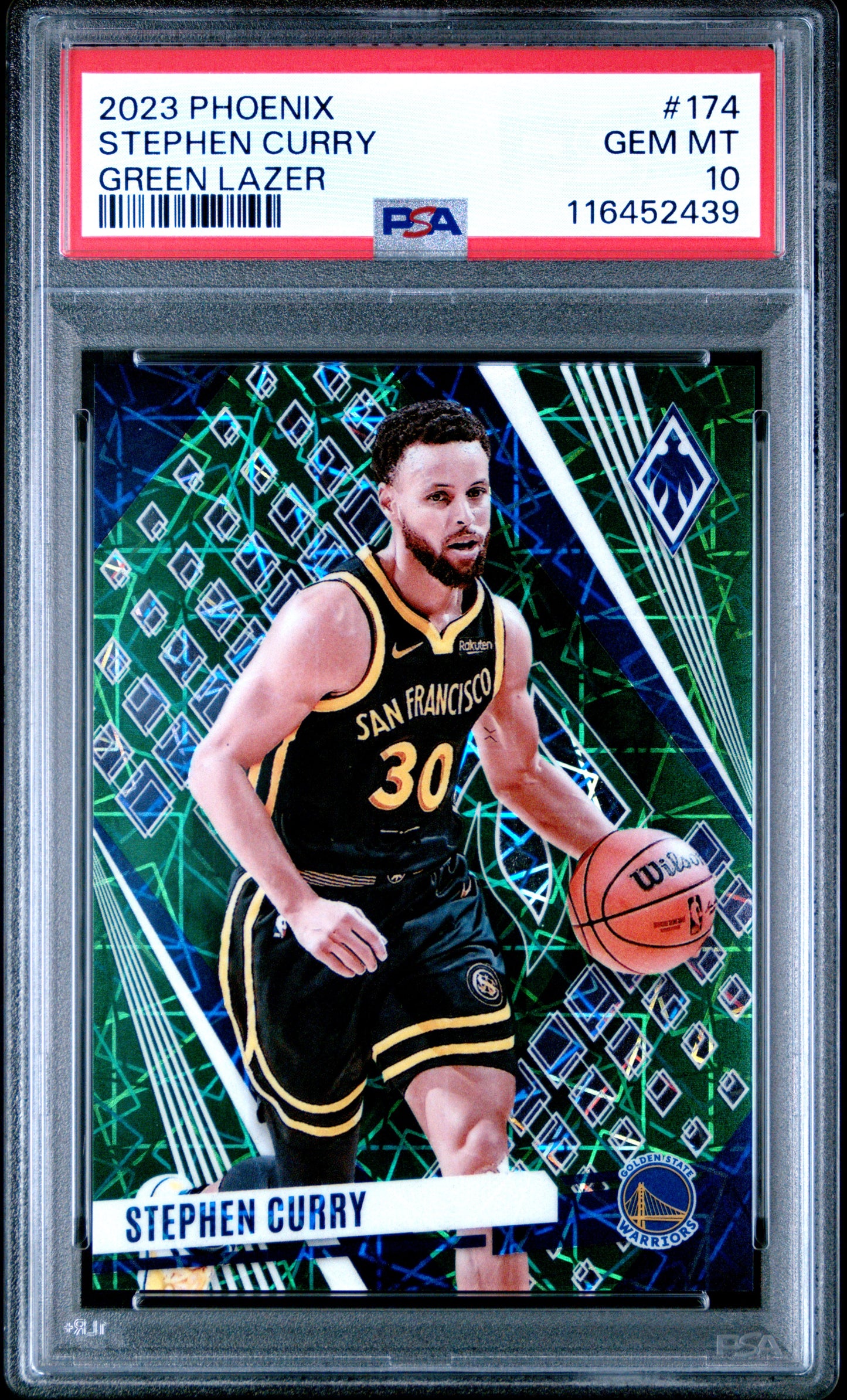 2023 Panini Phoenix #174 Stephen Curry 028/175 Green Lazer PSA 10