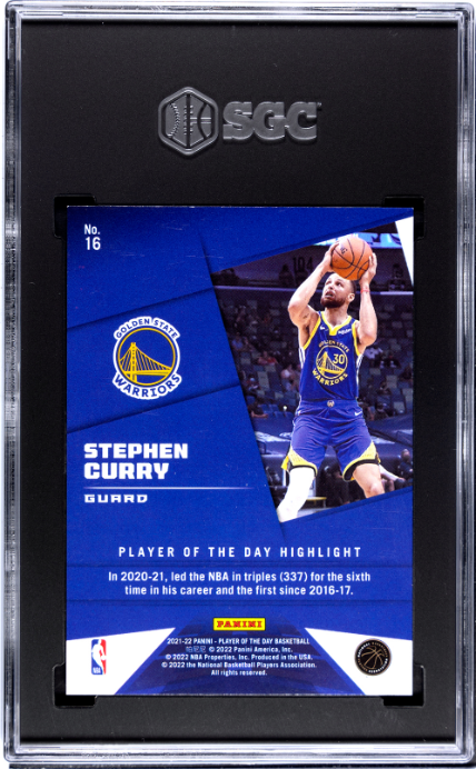 2021-22 Panini Player Of The Day #16 Stephen Curry 48/99 Kaboom SGC 9