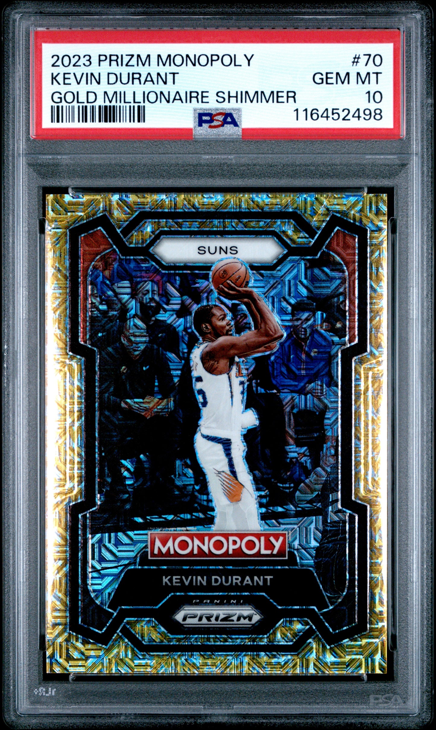 2023 Panini Prizm Monopoly #70 Kevin Durant 167/500 Gold Millionaire Shimmer PSA 10