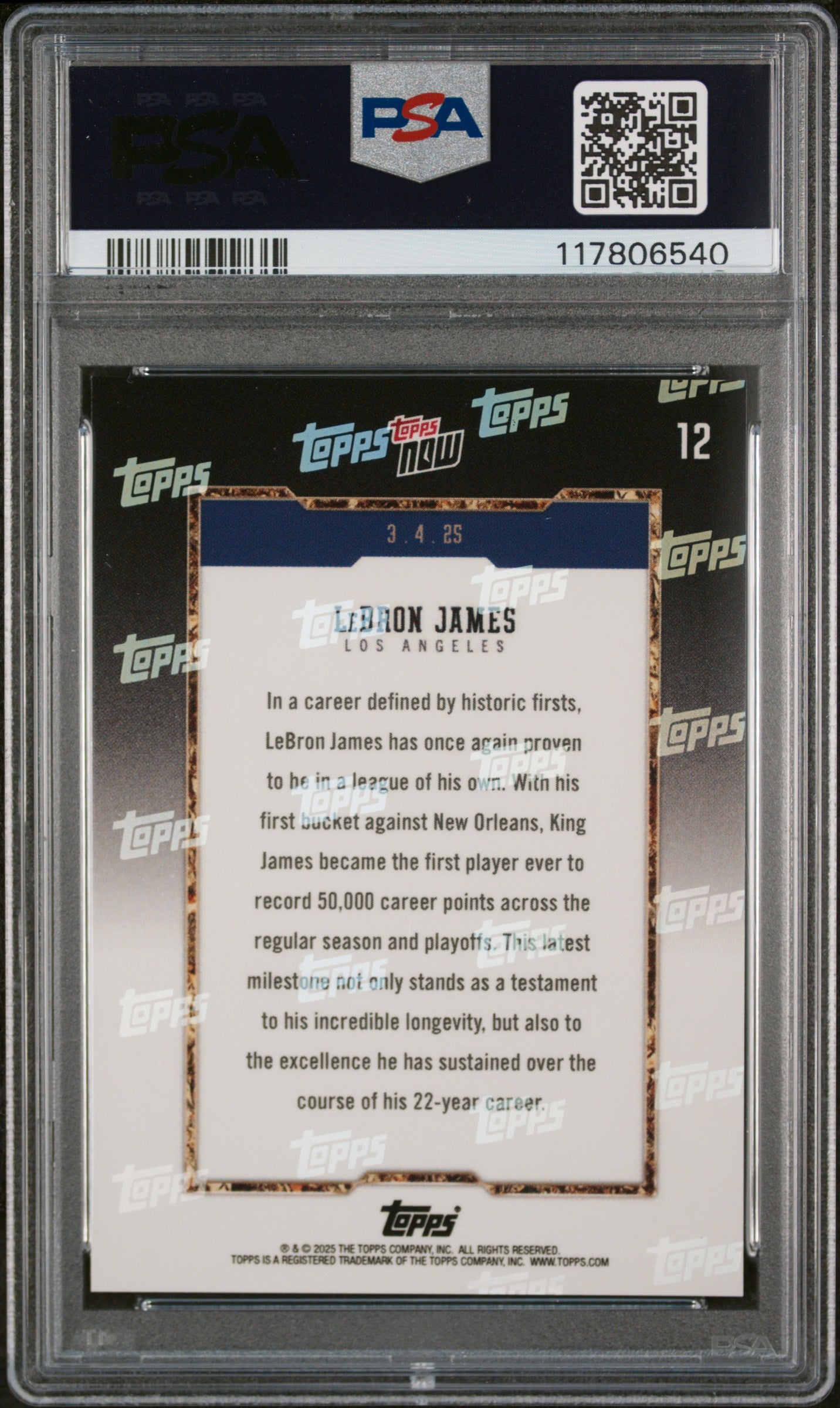 2024 Topps Now #12 Lebron James PSA 10