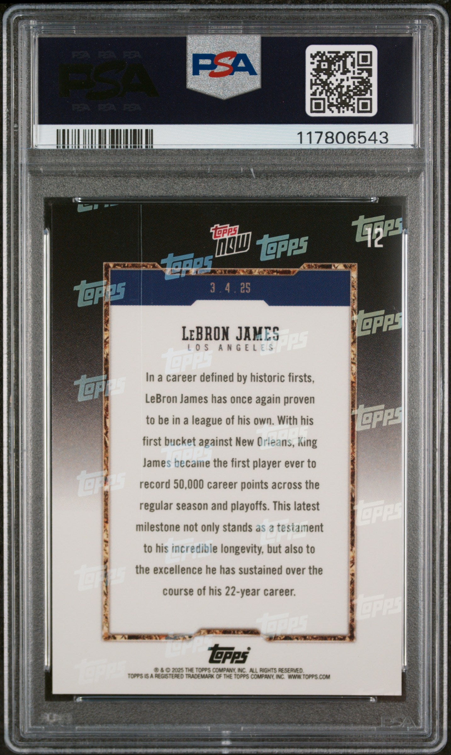 (2)2024 Topps Now #12 Lebron James PSA 10