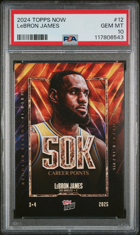 (2)2024 Topps Now #12 Lebron James PSA 10