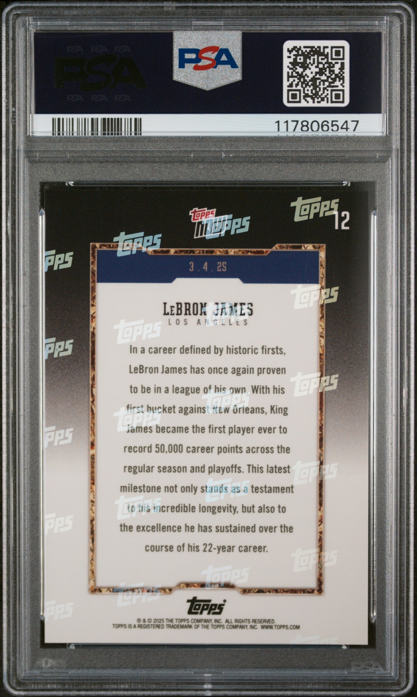 (3)2024 Topps Now #12 Lebron James PSA 10