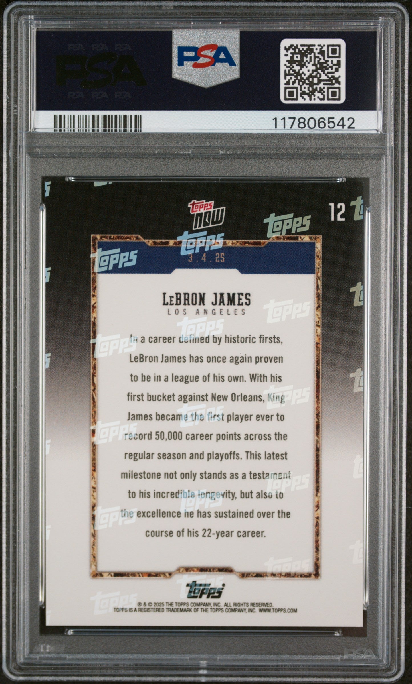(6)2024 Topps Now #12 Lebron James PSA 10