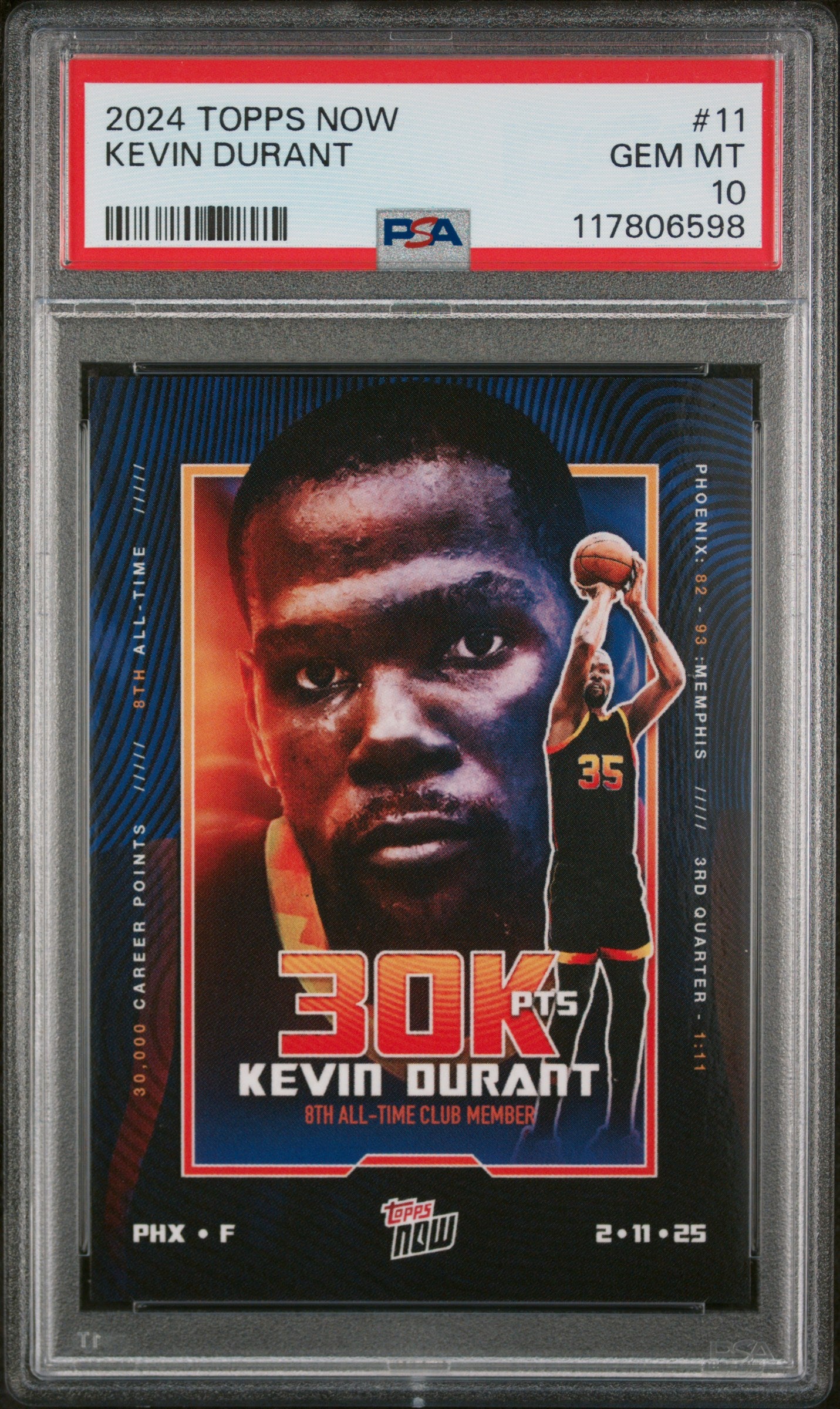 (6)2024 Topps Now #11 Kevin Durant PSA 10