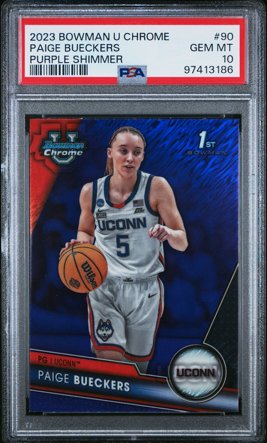 2023 Bowman University Chrome #90 Paige Bueckers Purple Shimmer PSA 10