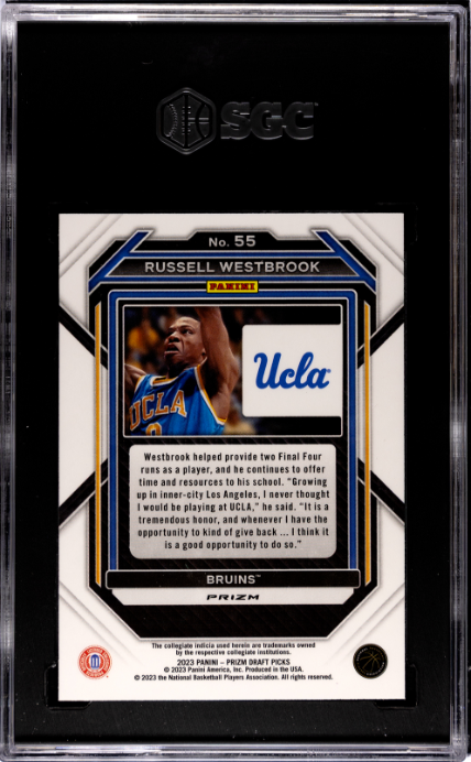 2023-24 Panini Prizm Draft Picks #55 Russell Westbrook Purple Wave Prizm SGC 8