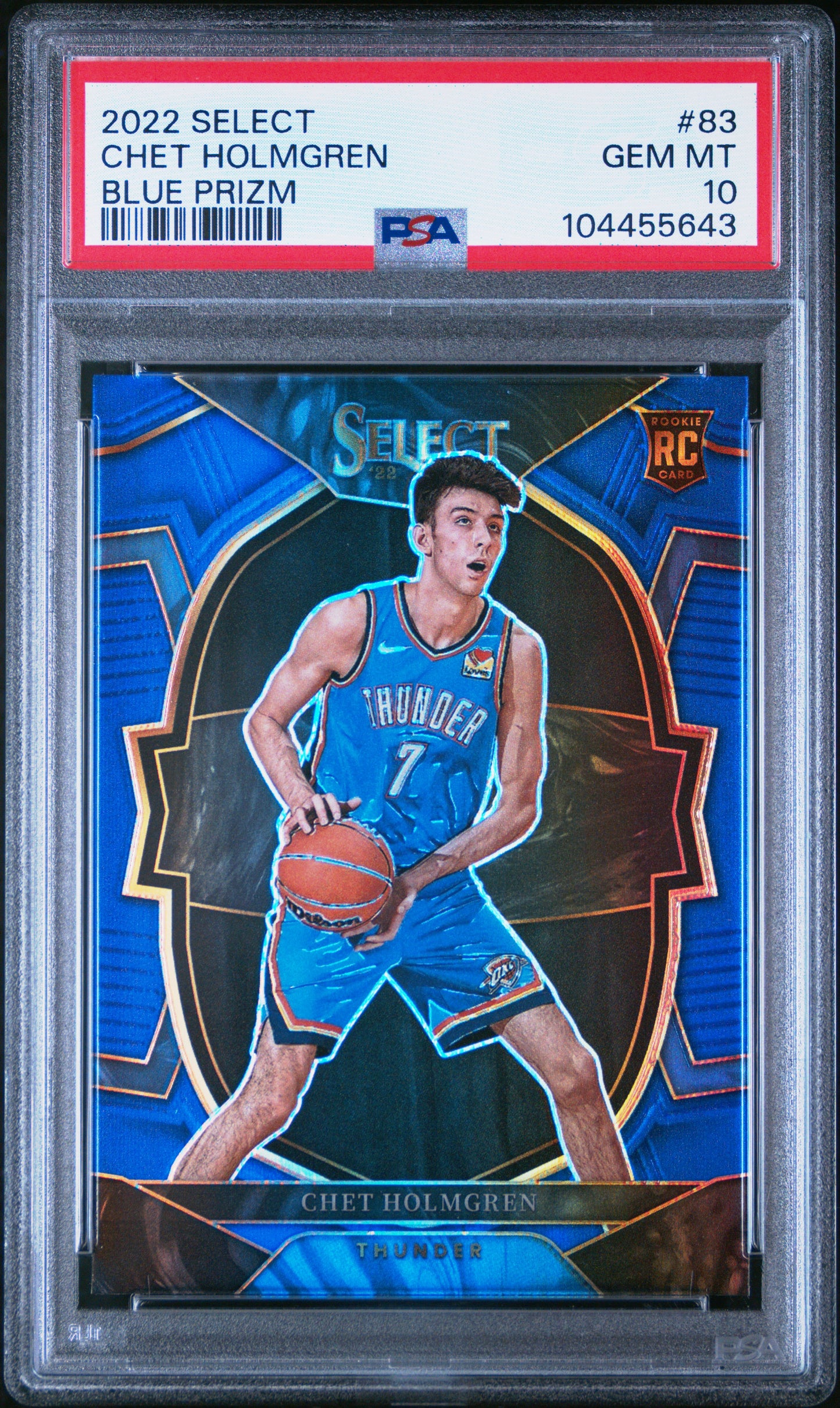 2022 Panini Select #83 Chet Holmgren Blue Prizm RC PSA 10
